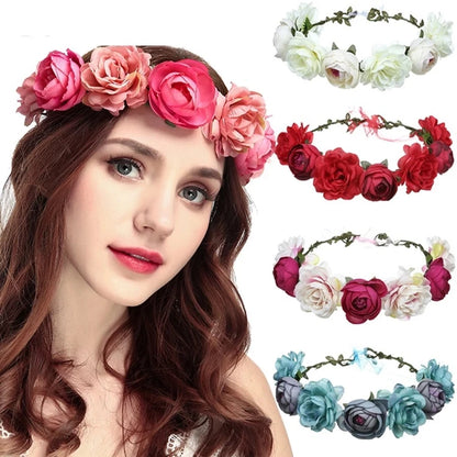 Elegant Bohemian Pearl Floral Headband for Romantic Beach Weddings
