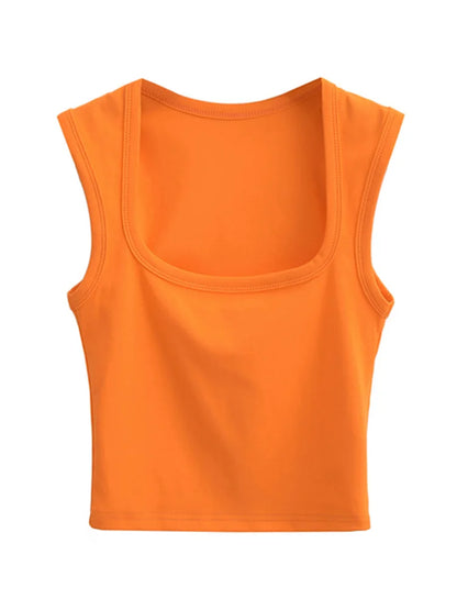 Deep Square Collar Vests 2025 Summer New Fashion Sexy Women's Crop Tops Sling Vest Camis