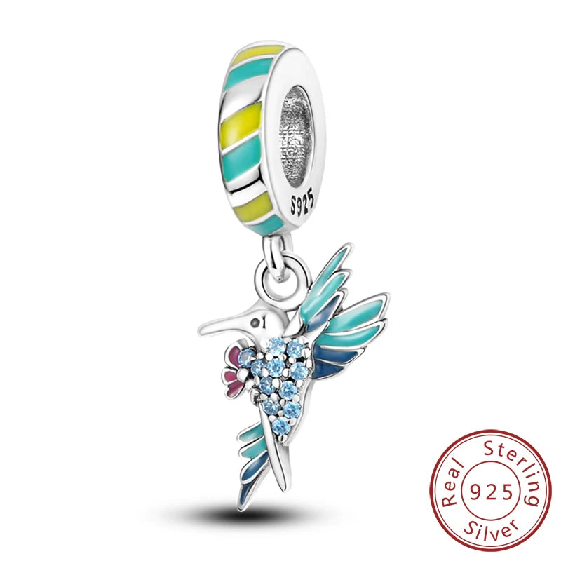 Glowing Firefly Butterfly Charm Bead 925 Sterling Silver Pendant for Bracelets KTC126