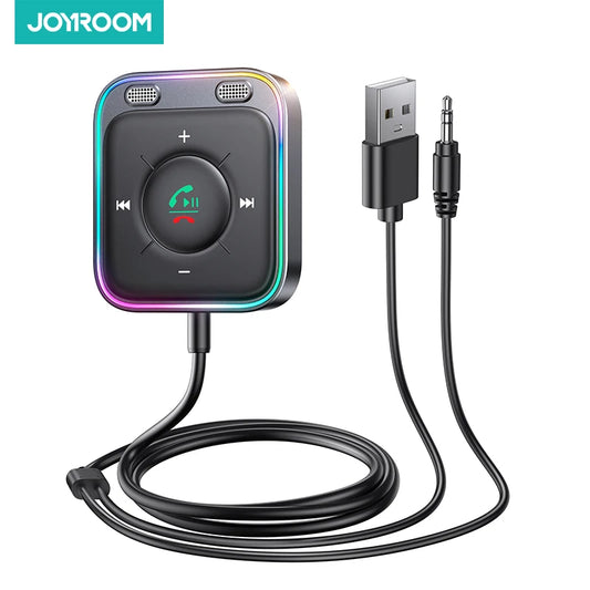 Joyroom Bluetooth 5.4 Car Adapter with Dual ENC Noise Cancellation Mics 3.5mm AUX Wireless Audio Receiver