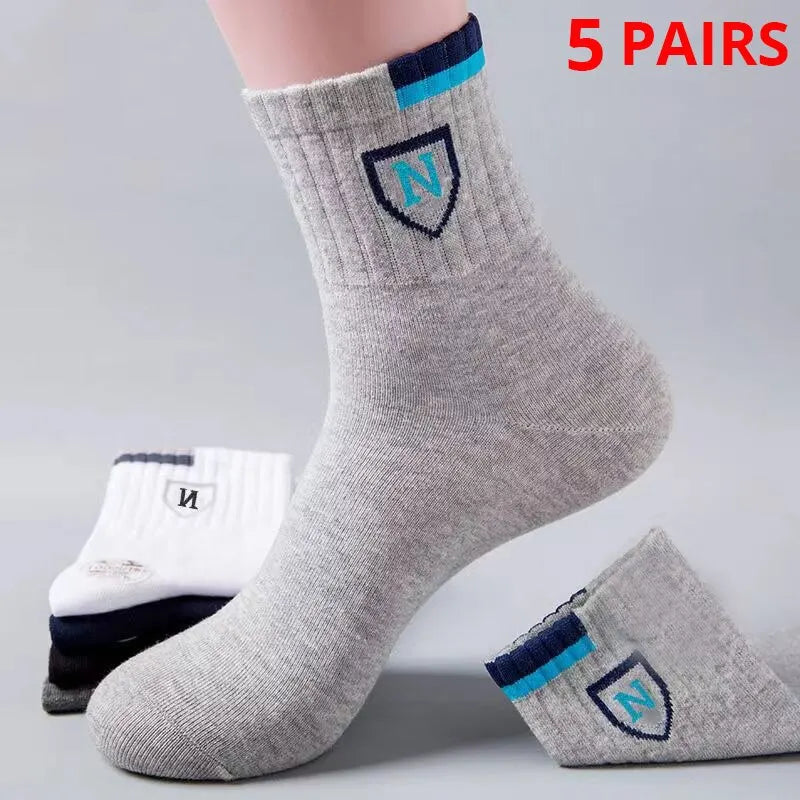 5/10/20 Pairs Men's Medium Length Socks With Letter Pattern