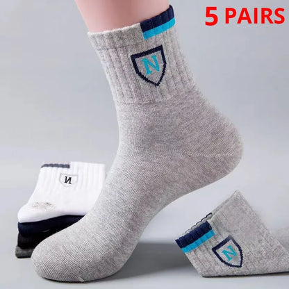 5/10/20 Pairs Men's Medium Length Socks With Letter Pattern