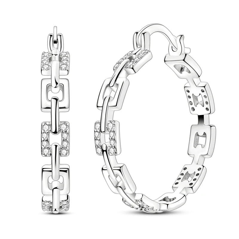 925 Sterling Silver Zirconia Hoop Earrings for Women Engagement Birthday Gift KTE441