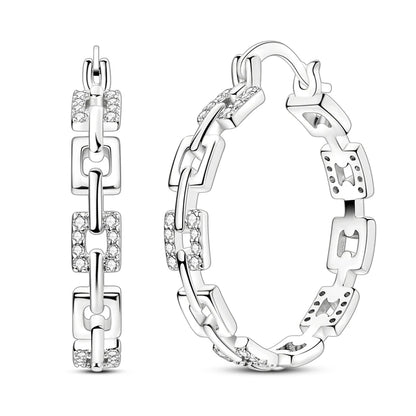 925 Sterling Silver Zirconia Hoop Earrings for Women Engagement Birthday Gift KTE441