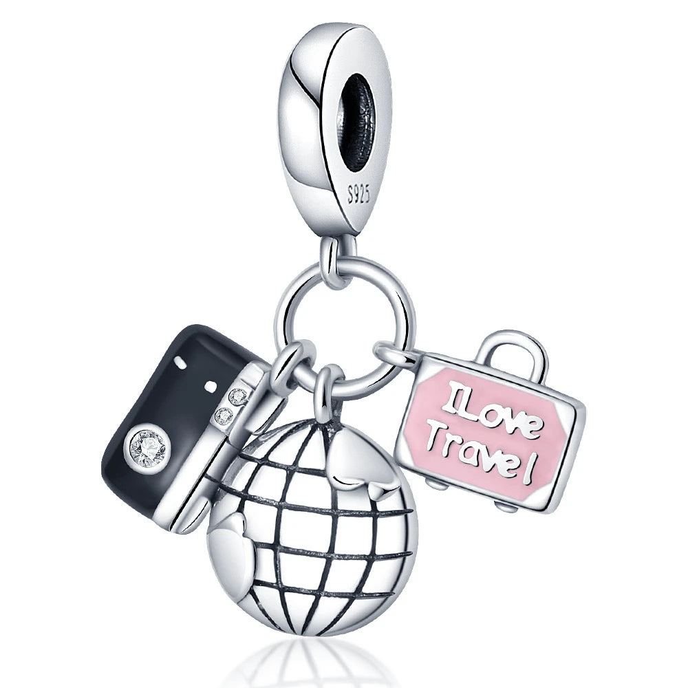 Hot Pink Murano Glass Charm Bead For 925 Bracelet Pendant