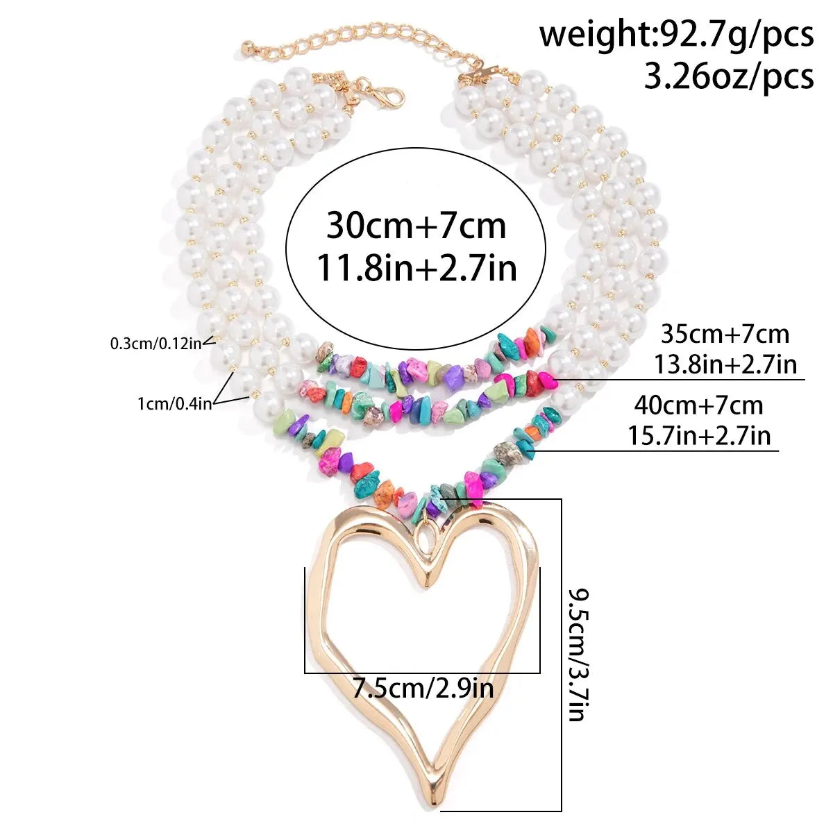 Elegant Gothic Love Heart Pendant Choker Necklace for Women with Multilayer Imitation Pearl Chain