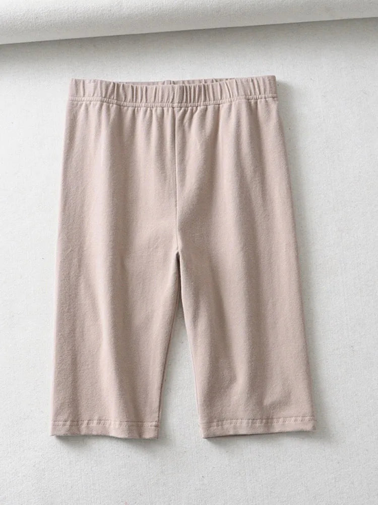 Sexy Women Cotton High Waisted Knee Length Bike Shorts