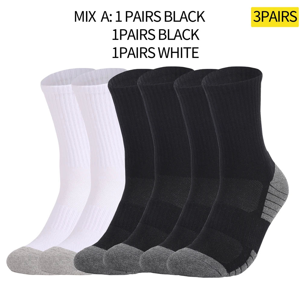 3 Pairs Heavy Duty Cotton Trekking Socks Men Non Slip