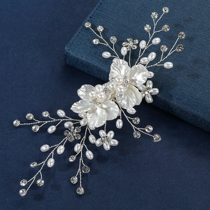 Elegant Bridal Pearl Hairpins Gold Metal Flower Hair Accessories for Women and Girls