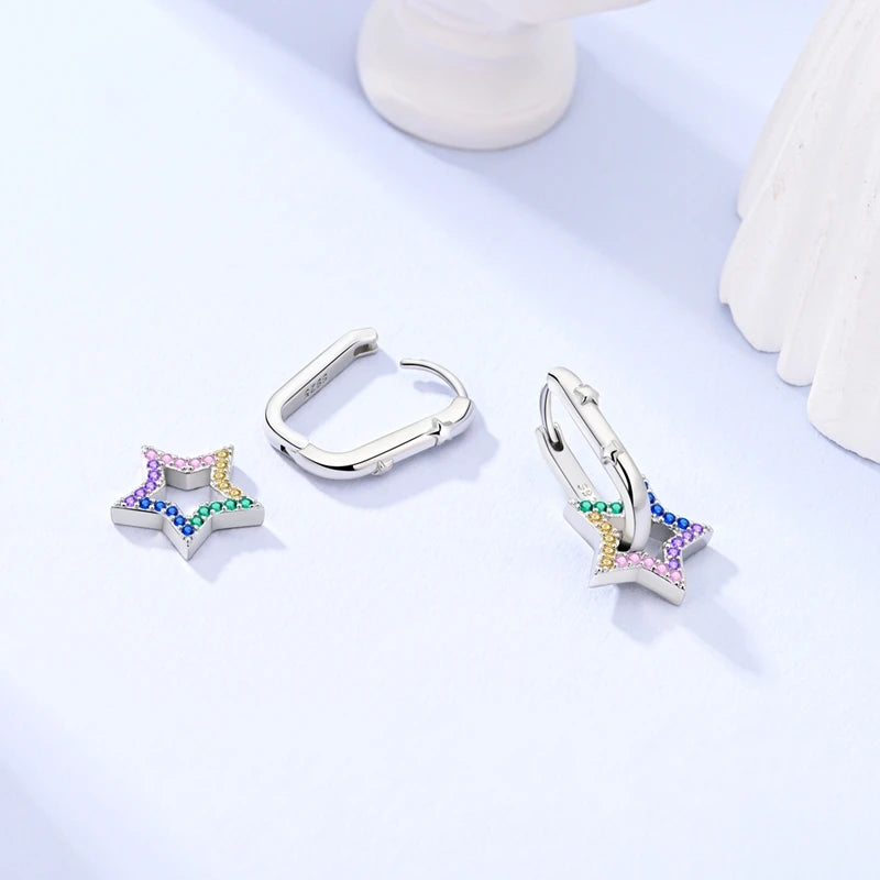 Original 925 Sterling Silver Tassel Earrings for Women Zircon Sparkling Pave Hoop Studs Anniversary Jewelry Gift