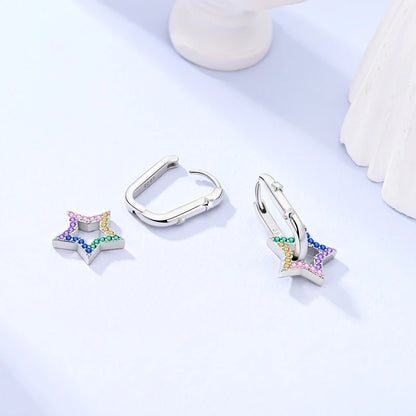 Original 925 Sterling Silver Tassel Earrings for Women Zircon Sparkling Pave Hoop Studs Anniversary Jewelry Gift