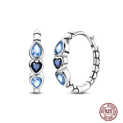 Blue Zircon 925 Sterling Silver Hoop Earrings Star Moon Butterfly Jewelry LTE413