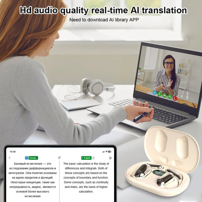 3 in 1 AI Translator Earbuds 144 Languages Noise Cancelling Bluetooth 5.3 Real Time Instant Voice Translation