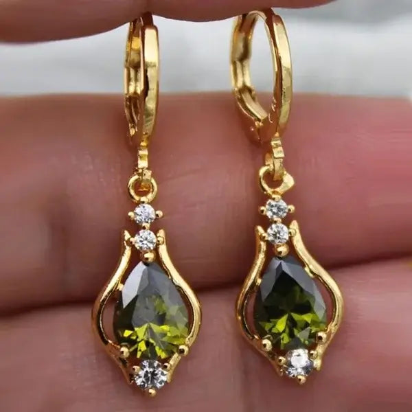 Classic Trend Earrings Gold Color Filled Zircon Dangle Jewelry C739-5