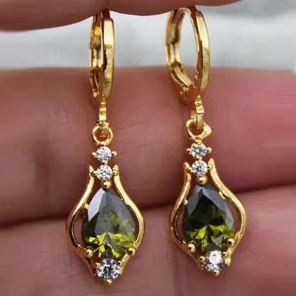 Classic Trend Earrings Gold Color Filled Zircon Dangle Jewelry C739-5
