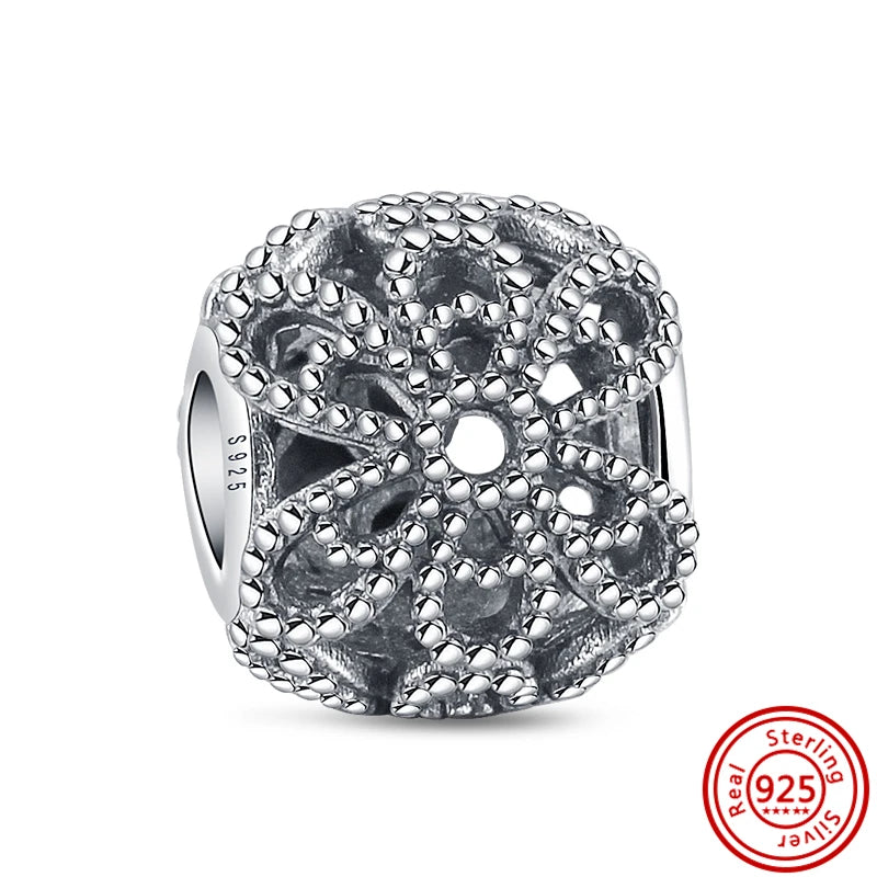 Silver Animal Hearts Infinity Crown Bead Charms Bracelet for Women 925 Sterling Silver Jewelry N605
