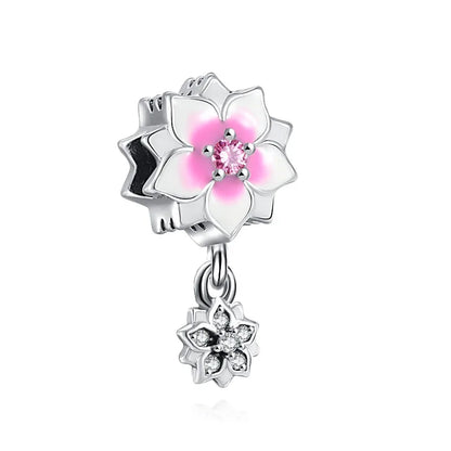 925 Sterling Silver Charm Beads for Women Bracelet - Four-Leaf Clover and Sunflower Design A1606