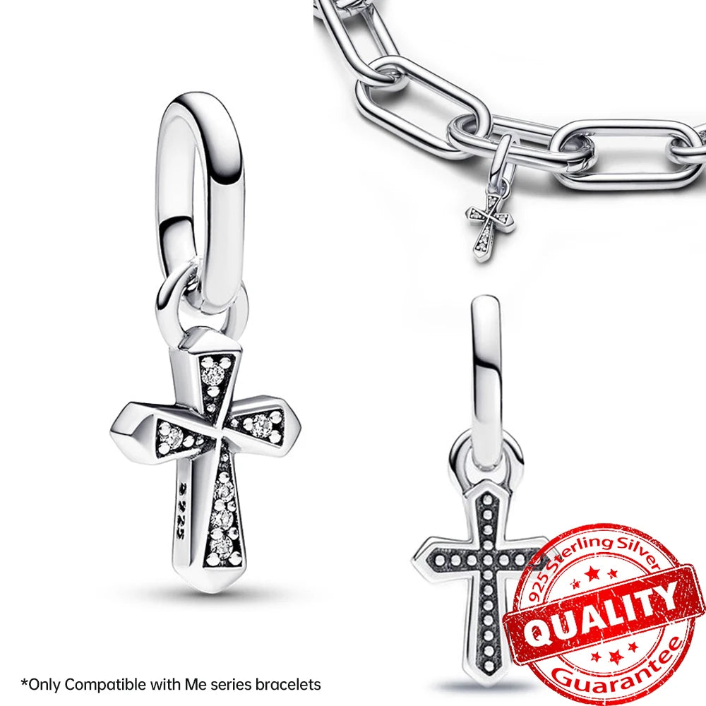 Elegant 925 Sterling Silver Pearl Heart Key Pendant for Bracelets and Necklaces FCC346