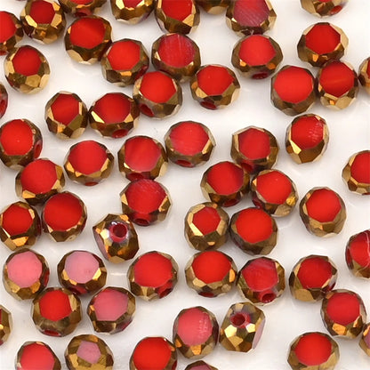 72 Pieces Golden Plated Glass Beads 3x4mm Oval Flat Faceted Crystal Beads for DIY Jewelry Making Necklaces and Bracelets