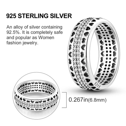 Elegant 925 Sterling Silver Heart Shaped Zircon Ring for Women Perfect for Engagement or Wedding Gift SER070