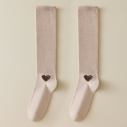 Spring Autumn Compression Calf Socks Women Heart Print