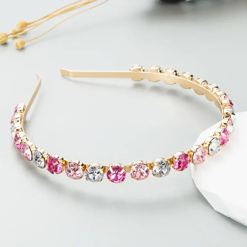 Fine Edged Baroque Style Gorgeous Women's Metal Hair Band Pink color Hairbands