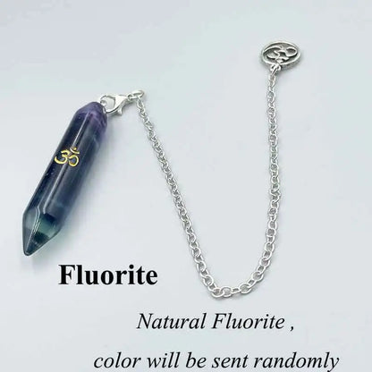 Mystic Fluorite Amethyst Crystal Pendulum Necklace for Divination and Reiki