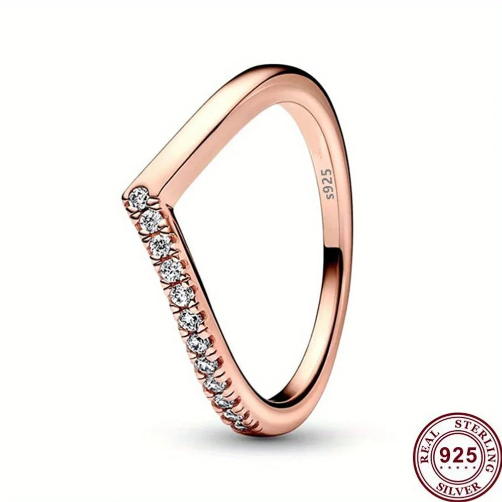 Original 925 Sterling Silver Heart Crown Bow Moon Shell Colorful Crystal Ring for Women Fine Jewelry Gift XR185