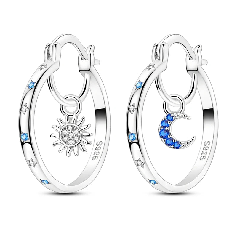 925 Sterling Silver Zirconia Hoop Earrings for Women Engagement Birthday Gift KTE428