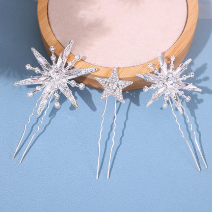 Wedding Crown Hair Jewelry - Double Layer Crystal Star Headpiece with Rhinestones Style 26