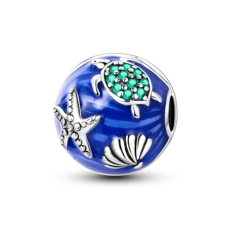925 Sterling Silver Sea Turtle Dangle Charm For Bracelet