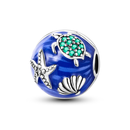 925 Sterling Silver Sea Turtle Dangle Charm For Bracelet