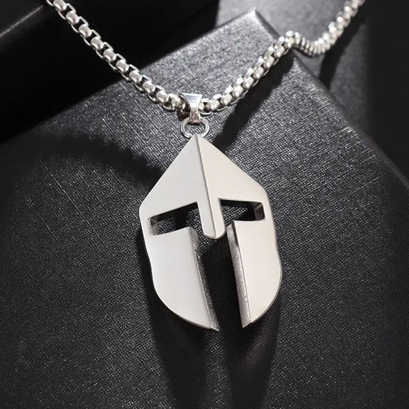 Handcrafted Skull Roman Helmet Pendant Necklace for Men