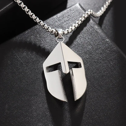 Handcrafted Skull Roman Helmet Pendant Necklace for Men