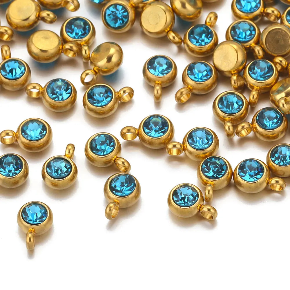 Colorful Crystal Stainless Steel Charms Set for DIY Jewelry Making