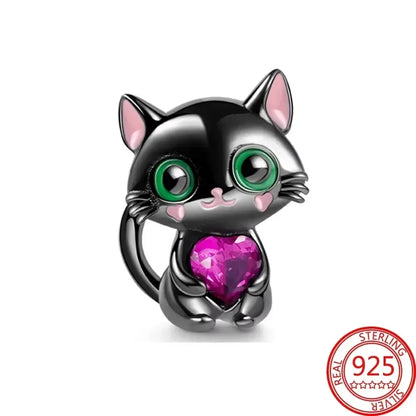 925 Sterling Silver Purple Star Animal Heart Flower Charms Beads for DIY Necklace and Bracelet Jewelry Gift