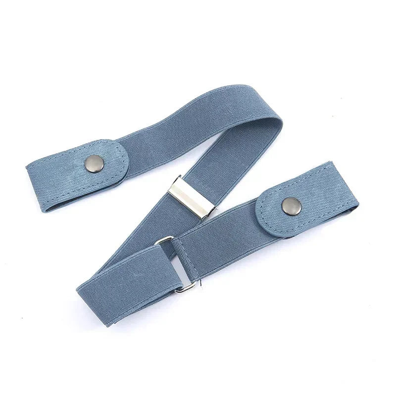 Canvas Adjustable Elastic Waist Band Invisible Belt for Jeans light blue 60-65cm