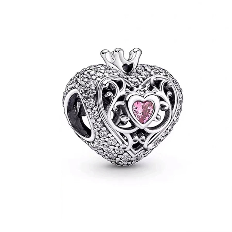 Sparkling Intertwined Love Hearts Charm Beads for 925 Sterling Silver Bracelet