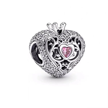 Sparkling Intertwined Love Hearts Charm Beads for 925 Sterling Silver Bracelet