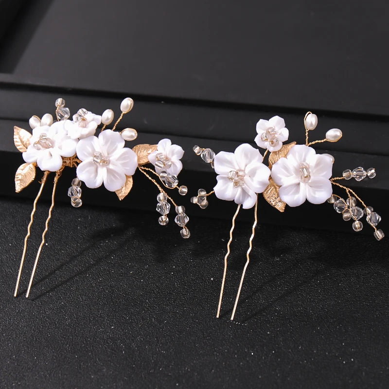 Elegant Crystal Pearl Rhinestone Hairpins for Women Bridal Party Accessories