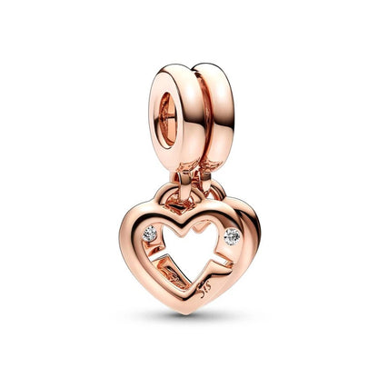 Sparkling Rose Gold Family Tree & Flower Charm Bead for European Silver Bracelet YY0925