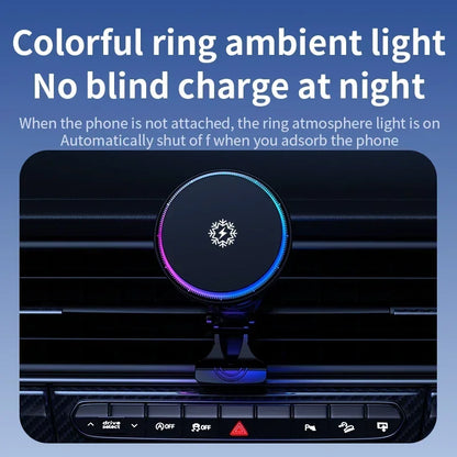 Ice Cooling Magnetic Wireless Car Charger Fast Charging Station for iPhone 16 15 14 13 12 Pro Max MacSafe Car Phone Holder