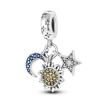 Silver Plated Travel Sunflower Lucky Charms Dangle Pendant Fit Original Pandora Bracelet DIY KTC089