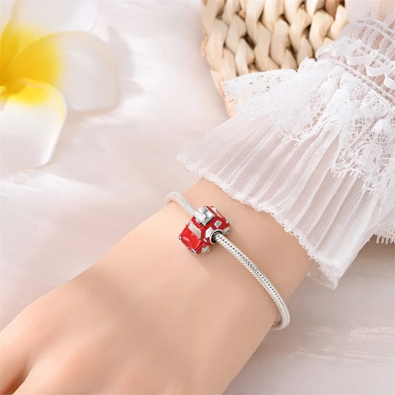 Sterling Silver Sports Car Motorcycle Charm Beads for DIY Jewelry Making