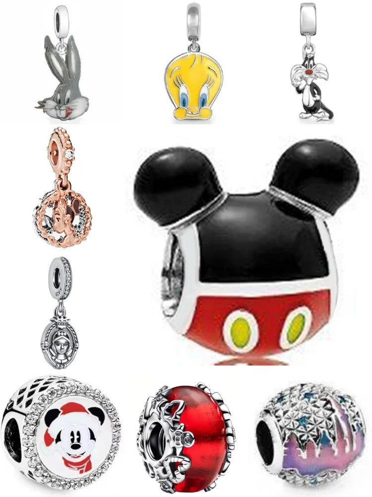 925 Sterling Silver Luggage Box Beads Rabbit Cat Pendant for DIY European Charm Bracelets Exquisite Zircon Jewelry