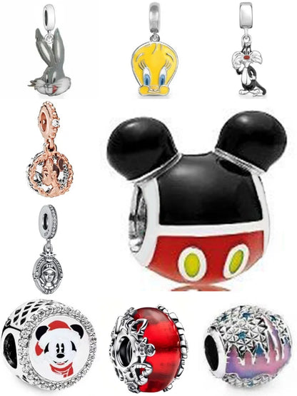 925 Sterling Silver Luggage Box Beads Rabbit Cat Pendant for DIY European Charm Bracelets Exquisite Zircon Jewelry