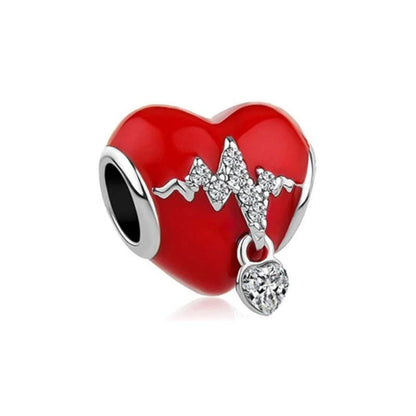 Sparkling Intertwined Love Hearts Charm Beads for 925 Sterling Silver Bracelet