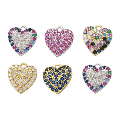 Zhukou Brass Heart Crystal Pendant for Women Jewelry Making