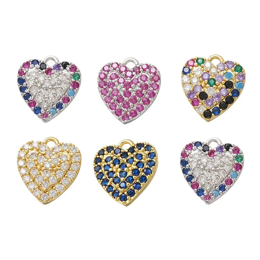 Zhukou Brass Heart Crystal Pendant for Women Jewelry Making