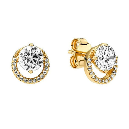 Spring Blue Flower Stud Earrings 925 Sterling Silver Zircon Jewelry for Women P1078